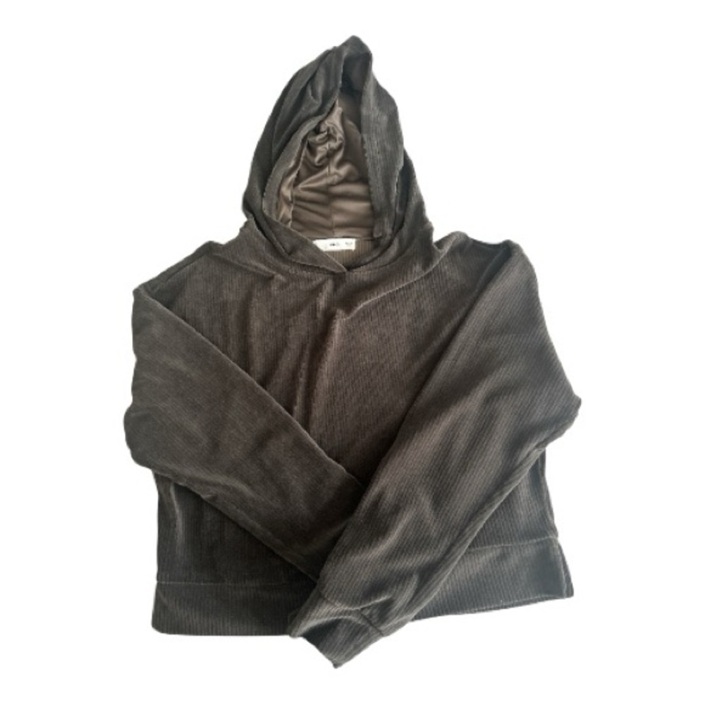 Mango Charcoal Ribbed Hoodie